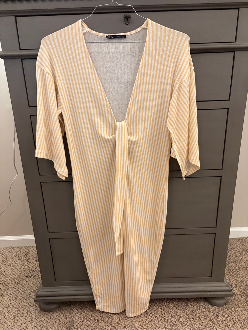 Yellow and white striped Zara dress, size small
